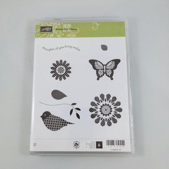 Polka Dot Pieces Rubber Cling Stamps Stampin’ Up Bird Butterfly Flower Crafts - Picture 2 of 7